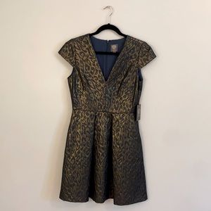 Blue & Gold Animal Print Cocktail Dress